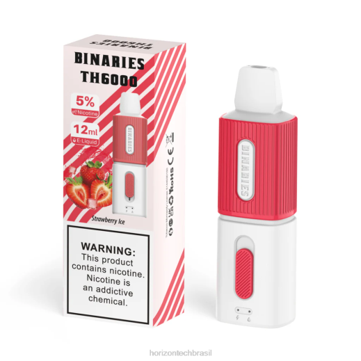 HorizonTech Binaries Cabin th6000 descartável 12ml gelo de morango 84464 HorizonTech disposable vape